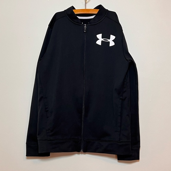 SOLD 4/6 Under Armour Boy’s Black Pennant Zip Up Jacket, Size YLG (Youth Large) - Picture 3 of 15